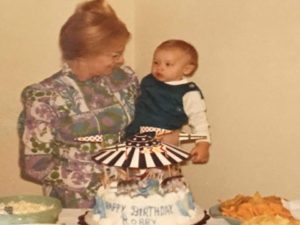 Mrs. Shirley and her son, Rob Patz on his first birthday 