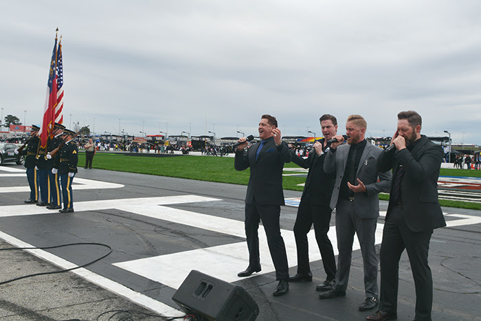 Ernie Haase & Signature Sound perform the National Anthem during the NASCAR Folds of Honor QuikTrip 500 held at the Atlanta Motor Speedway on Sunday, February 25, 2018. Photo courtesy Conduit Media