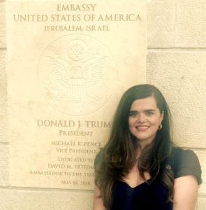 The Hagees' Sandra Parker at the U.S. Embassy in Jerusalem